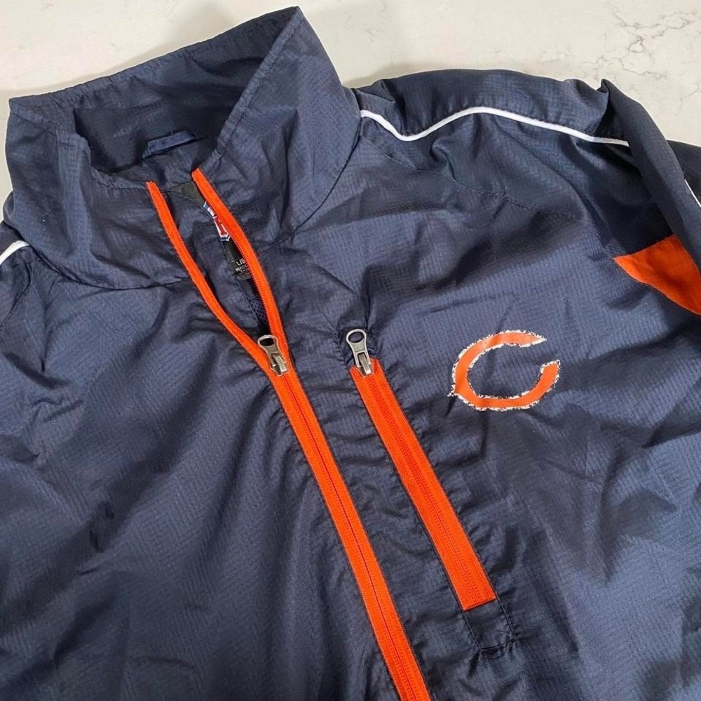 NFL Chicago Bears Navy Orange Full Zip Windbreaker‎ Jacket Men's Large